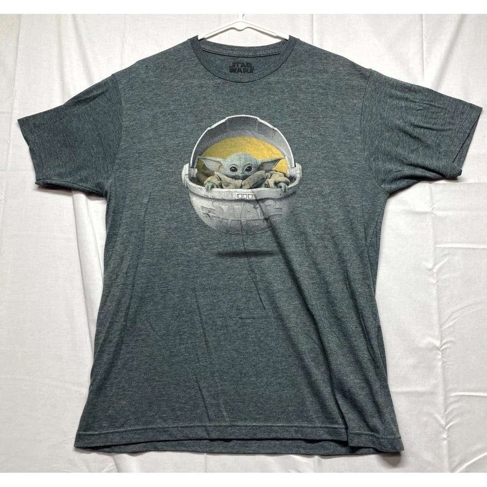 Star Wars The Mandalorian Grogu Baby Yoda Pod T-Shirt Mens Large Gray Graphic